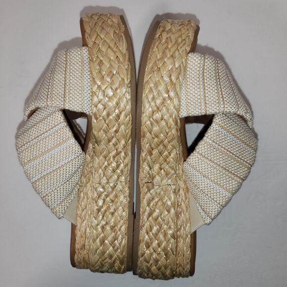 UNIVERSAL THREAD Espadrille Sandal Womens 6.5 Tan Striped Platform Textured Boho - Picture 7 of 10